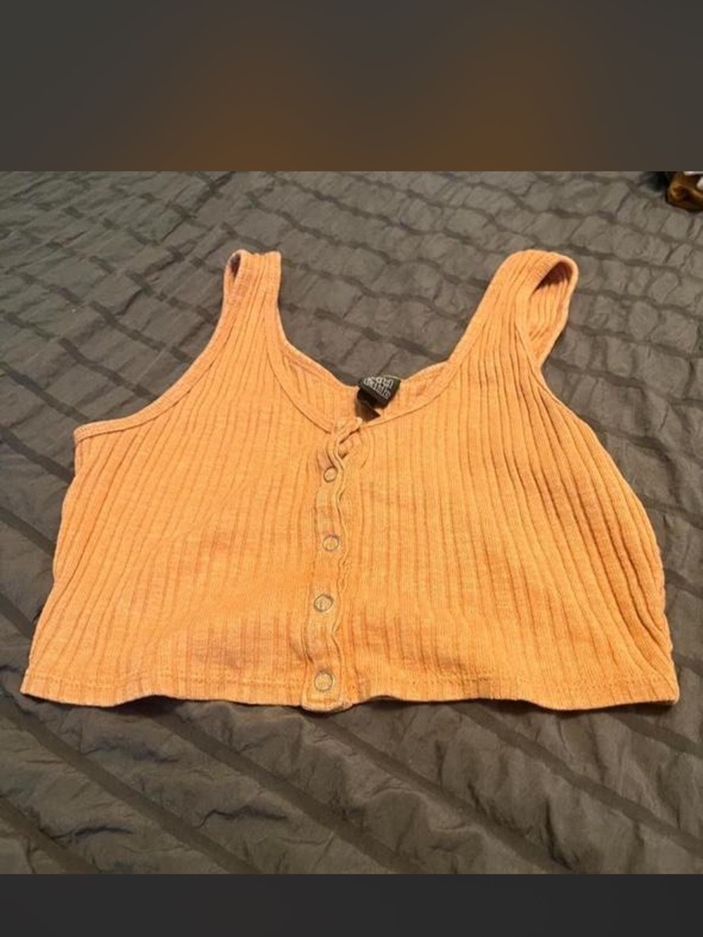 wild fable Ribbed Button-Front Crop Tank - Pumpkin Orange